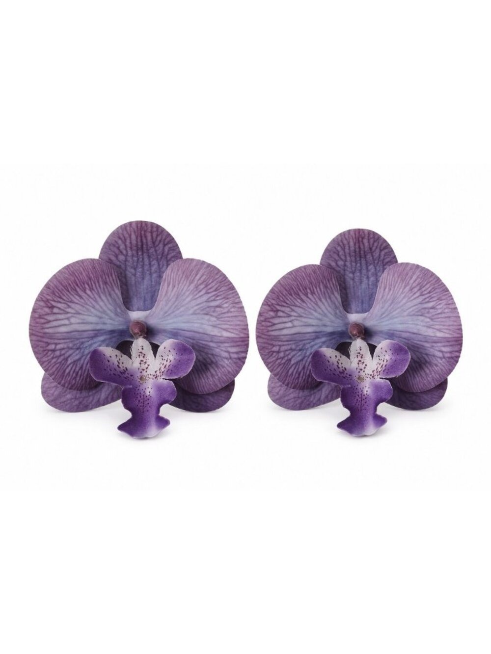 Real Touch Orchid Blooms Set 2 Purple Phalaenopsis 3.5 Inch